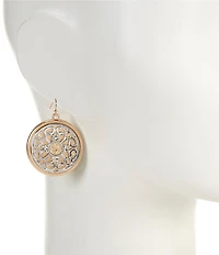 Southern Living Two Tone Cut Out Disc Drop Earrings