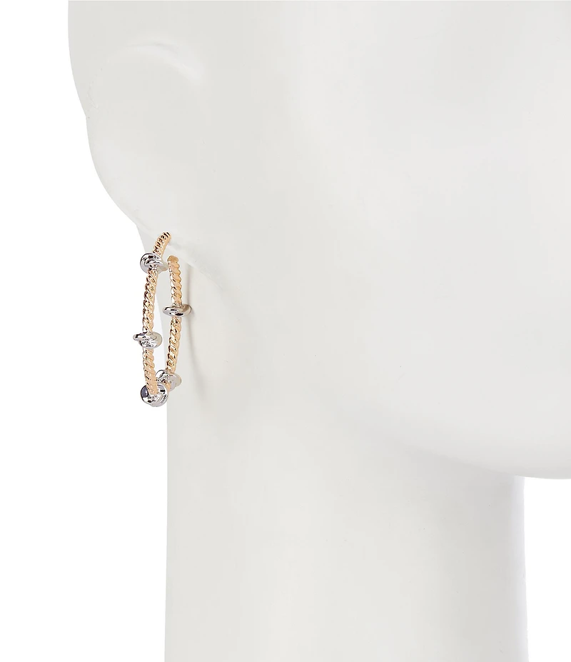 Southern Living Two Tone Twisted Hoop Earrings