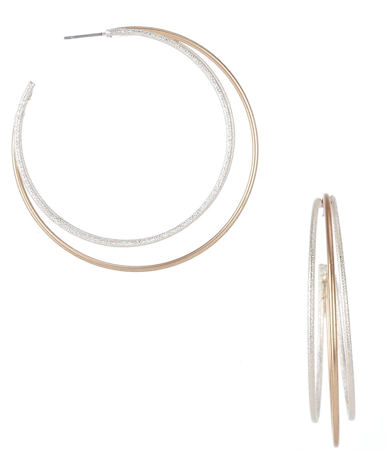 Southern Living Two Tone Wire Hoop Earrings