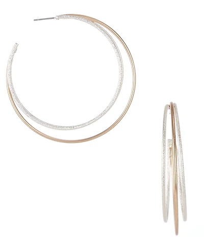 Southern Living Two Tone Wire Hoop Earrings