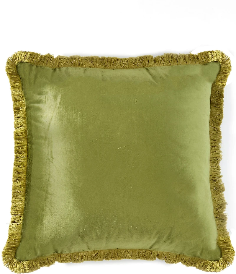 Southern Living Velvet Fringe Square Pillow