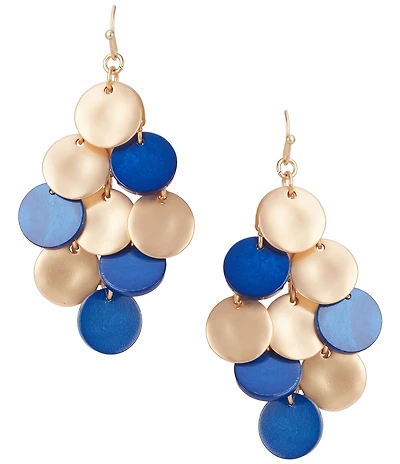 Southern Living Wavy Metal & Blue Shell Disc Shakey Kite Drop Earrings