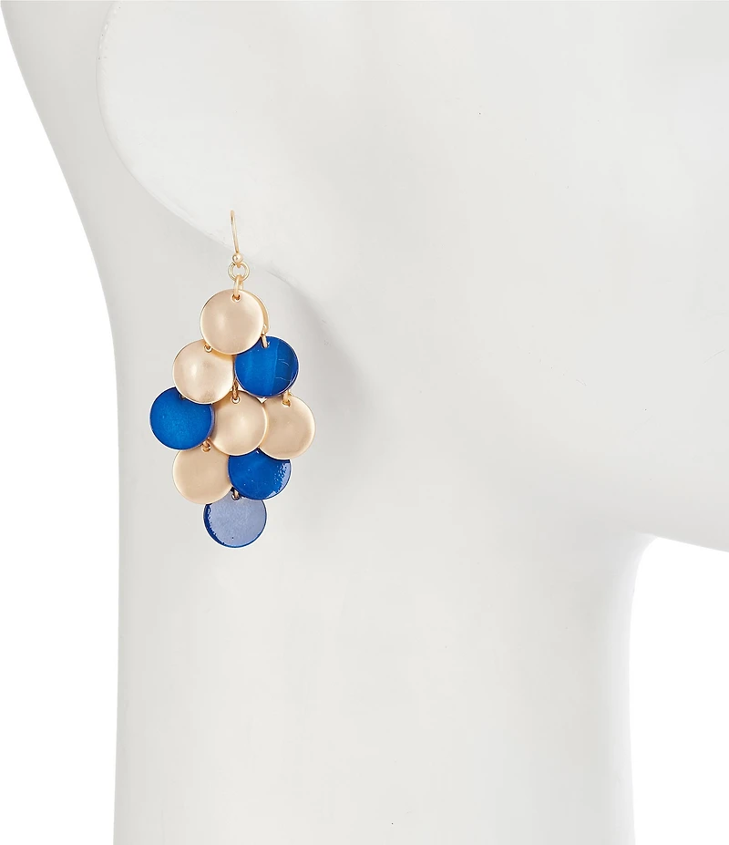 Southern Living Wavy Metal & Blue Shell Disc Shakey Kite Drop Earrings
