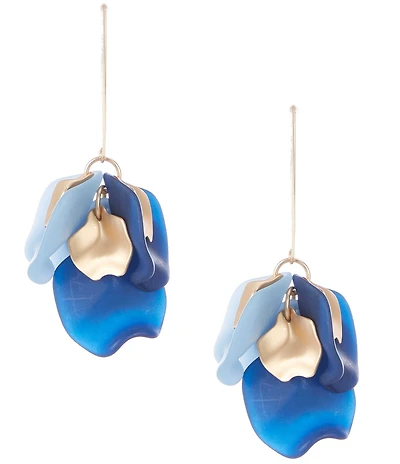 Southern Living Wavy Metal Flower Petal Statement Drop Earrings