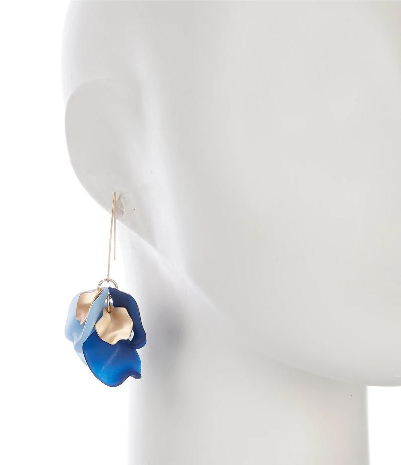 Southern Living Wavy Metal Flower Petal Statement Drop Earrings
