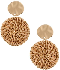 Southern Living Wavy Metal Round Wicker Resort Drop Earrings