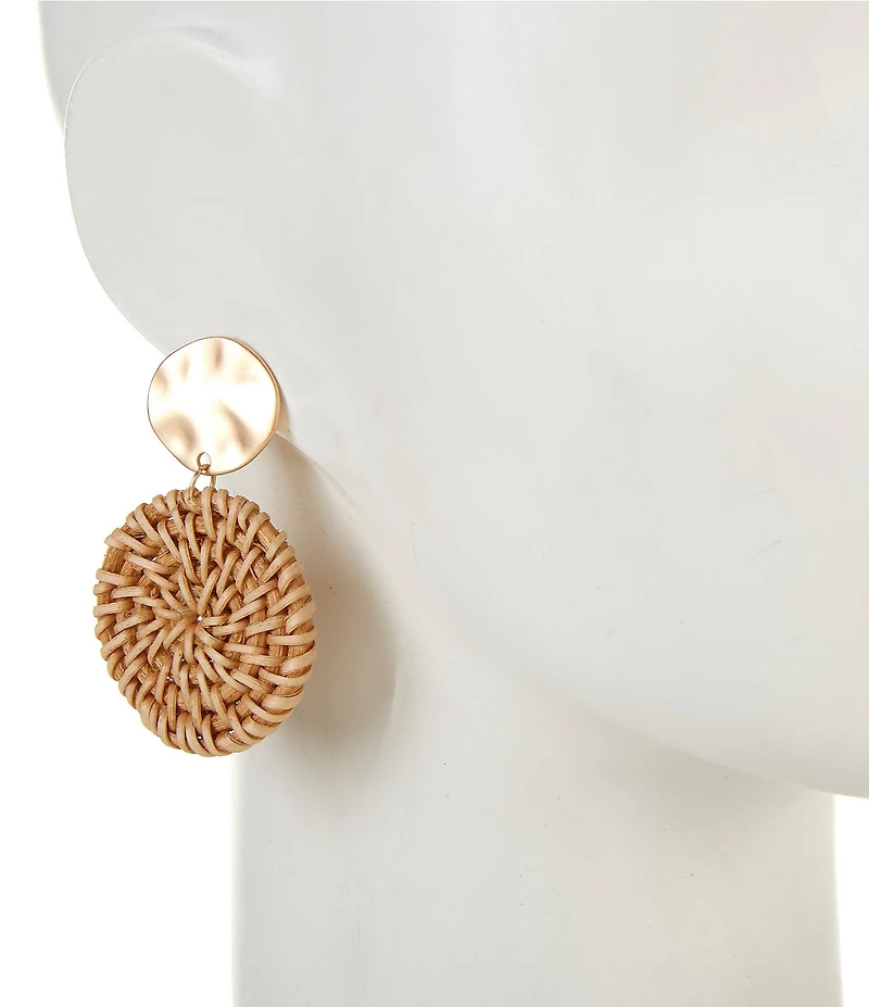 Southern Living Wavy Metal Round Wicker Resort Drop Earrings