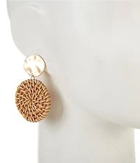 Southern Living Wavy Metal Round Wicker Resort Drop Earrings