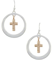 Southern Living Wavy Orbital Metal Cross Charm Orbital Earrings
