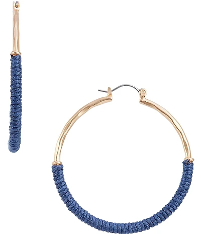 Southern Living Cord Wrapped Textured Wire Hoop Earrings