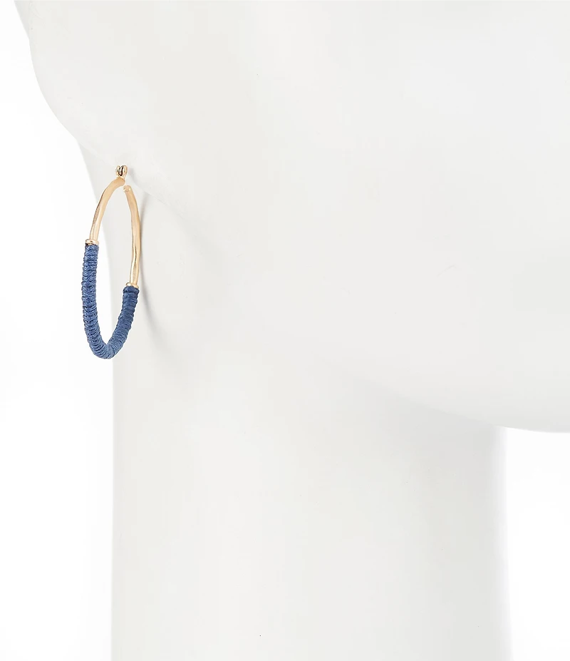 Southern Living Cord Wrapped Textured Wire Hoop Earrings