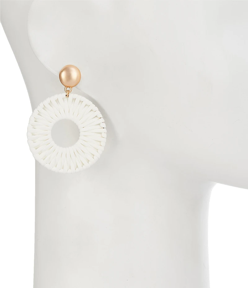 Southern Living White Leather Wrapped Drop Earrings