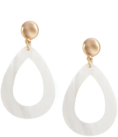 Southern Living White Shell Teardrop Drop Earrings