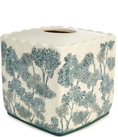 Southern Living Willa Collection Scalloped Ceramic Tissue Box Cover