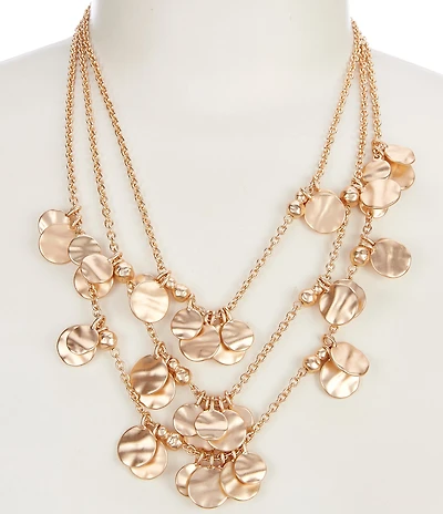 Southern Living Wobbly Metal Disc Drop Frontal Statement Necklace