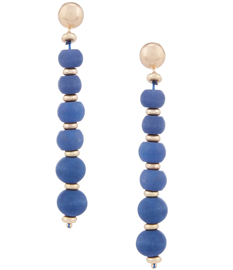 Southern Living Wood Ball Statement Linear Earrings