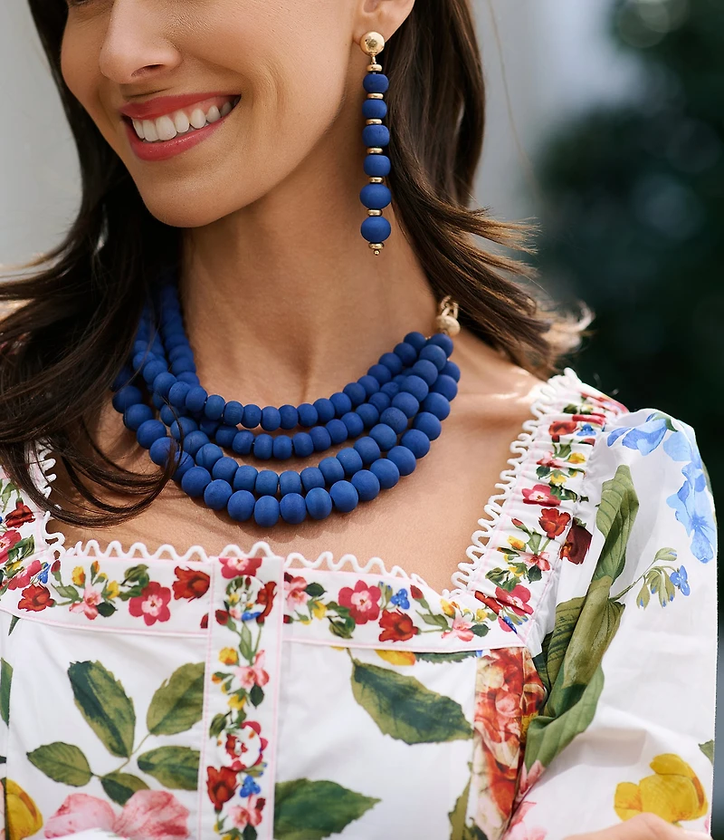 Southern Living Wood Ball Statement Linear Earrings