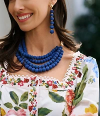 Southern Living Wood Ball Statement Linear Earrings