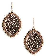 Southern Living Wood Bead Navette Metal Drop Earrings