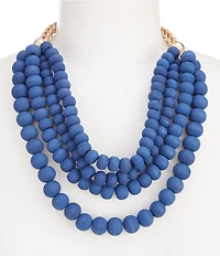 Southern Living Wood Beaded Short Multi Strand Statement Necklace