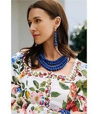 Southern Living Wood Beaded Short Multi Strand Statement Necklace