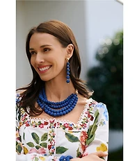 Southern Living Wood Beaded Short Multi Strand Statement Necklace