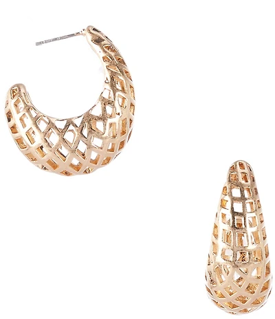 Southern Living Woven Thick Puffy Hoop Earrings