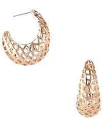 Southern Living Woven Thick Puffy Hoop Earrings