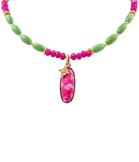 Southern Living x Barse Wild Garden Genuine Stone Beaded Short Pendant Necklace