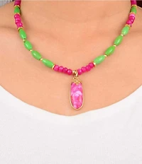 Southern Living x Barse Wild Garden Genuine Stone Beaded Short Pendant Necklace