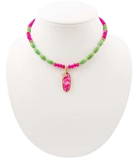 Southern Living x Barse Wild Garden Genuine Stone Beaded Short Pendant Necklace