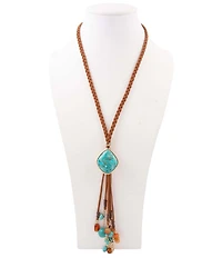 Southern Living x Barse Canyon Genuine Stone Leather Beaded Tassel Y Necklace