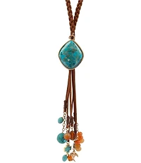 Southern Living x Barse Canyon Genuine Stone Leather Beaded Tassel Y Necklace