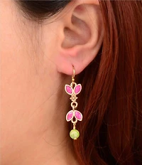 Southern Living x Barse Fuchsia Magnesite Wild Garden Linear Earrings