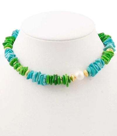 Southern Living x Barse Genuine Stone Fern Collar Necklace