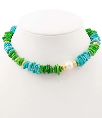 Southern Living x Barse Genuine Stone Fern Collar Necklace