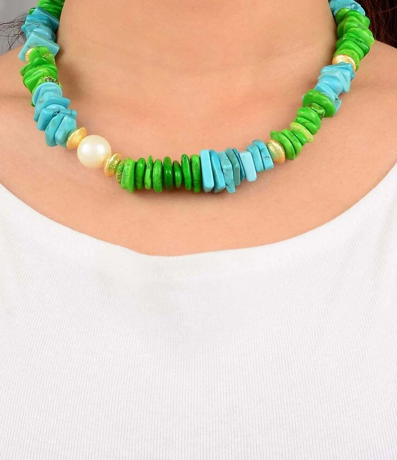 Southern Living x Barse Genuine Stone Fern Collar Necklace