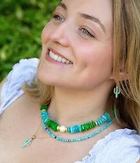Southern Living x Barse Genuine Stone Fern Collar Necklace