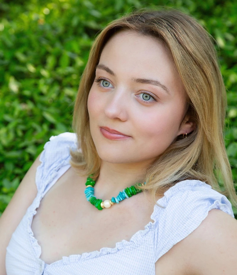 Southern Living x Barse Genuine Stone Fern Collar Necklace