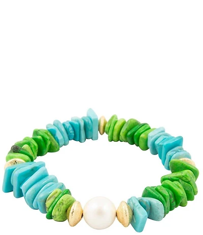 Southern Living x Barse Genuine Stone Fern Stretch Bracelet