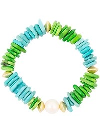 Southern Living x Barse Genuine Stone Fern Stretch Bracelet