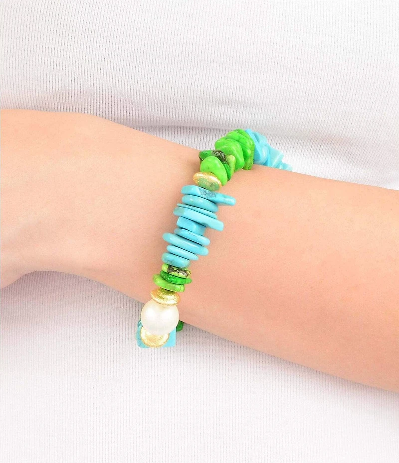 Southern Living x Barse Genuine Stone Fern Stretch Bracelet