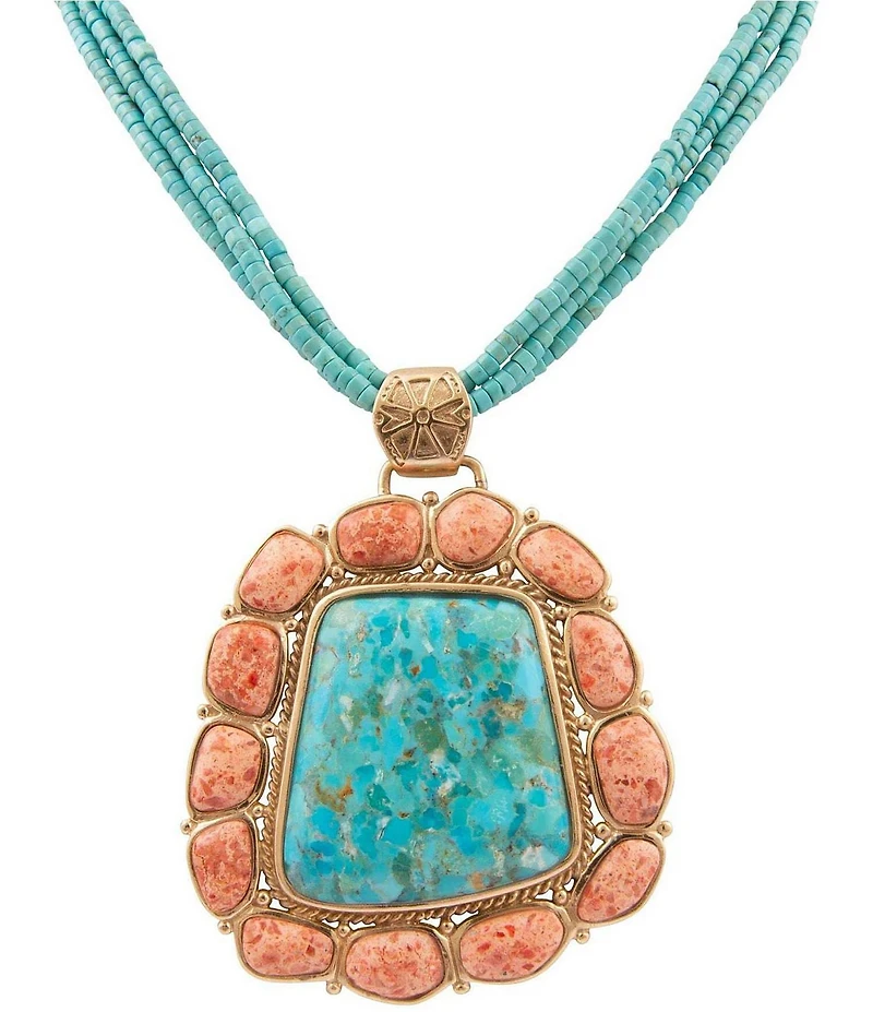 Southern Living x Barse Genuine Stone Horizon Pendant Statement Necklace
