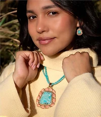 Southern Living x Barse Genuine Stone Horizon Pendant Statement Necklace