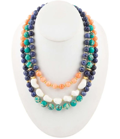 Southern Living x Barse Genuine Stone Radiance Beaded Short Multi-Strand Necklace
