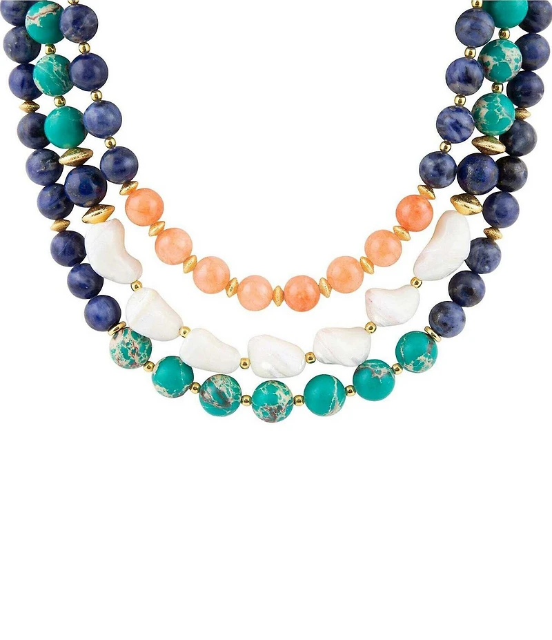 Southern Living x Barse Genuine Stone Radiance Beaded Short Multi-Strand Necklace