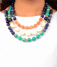 Southern Living x Barse Genuine Stone Radiance Beaded Short Multi-Strand Necklace