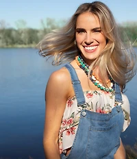 Southern Living x Barse Genuine Stone Radiance Beaded Short Multi-Strand Necklace