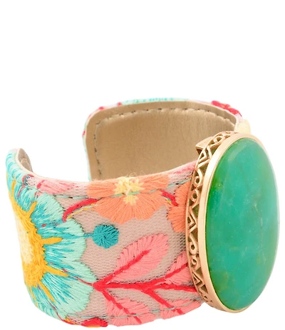 Southern Living x Barse Genuine Stone Vintage Bloom Statement Cuff Bracelet