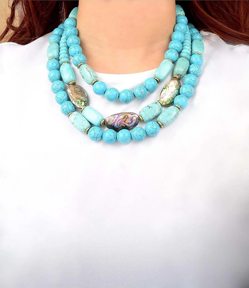 Southern Living x Barse Laguna Abalone & Turquoise Magnesite Statement Necklace